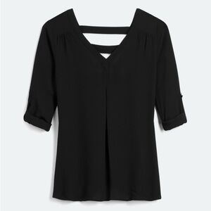 Black V-Neck Women's Top